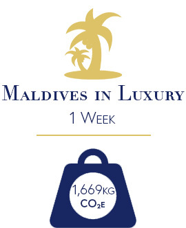 A one week long luxury holiday in the Maldives produces 1669kg of CO2 emissions.